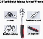 1/4” Ratchet Socket Wrench Set, Mechanic Tool Kit and Sockets Set with Quick Release Reversible Ratchet Handle and Extension Bar, 12 Pcs Set - Image 2