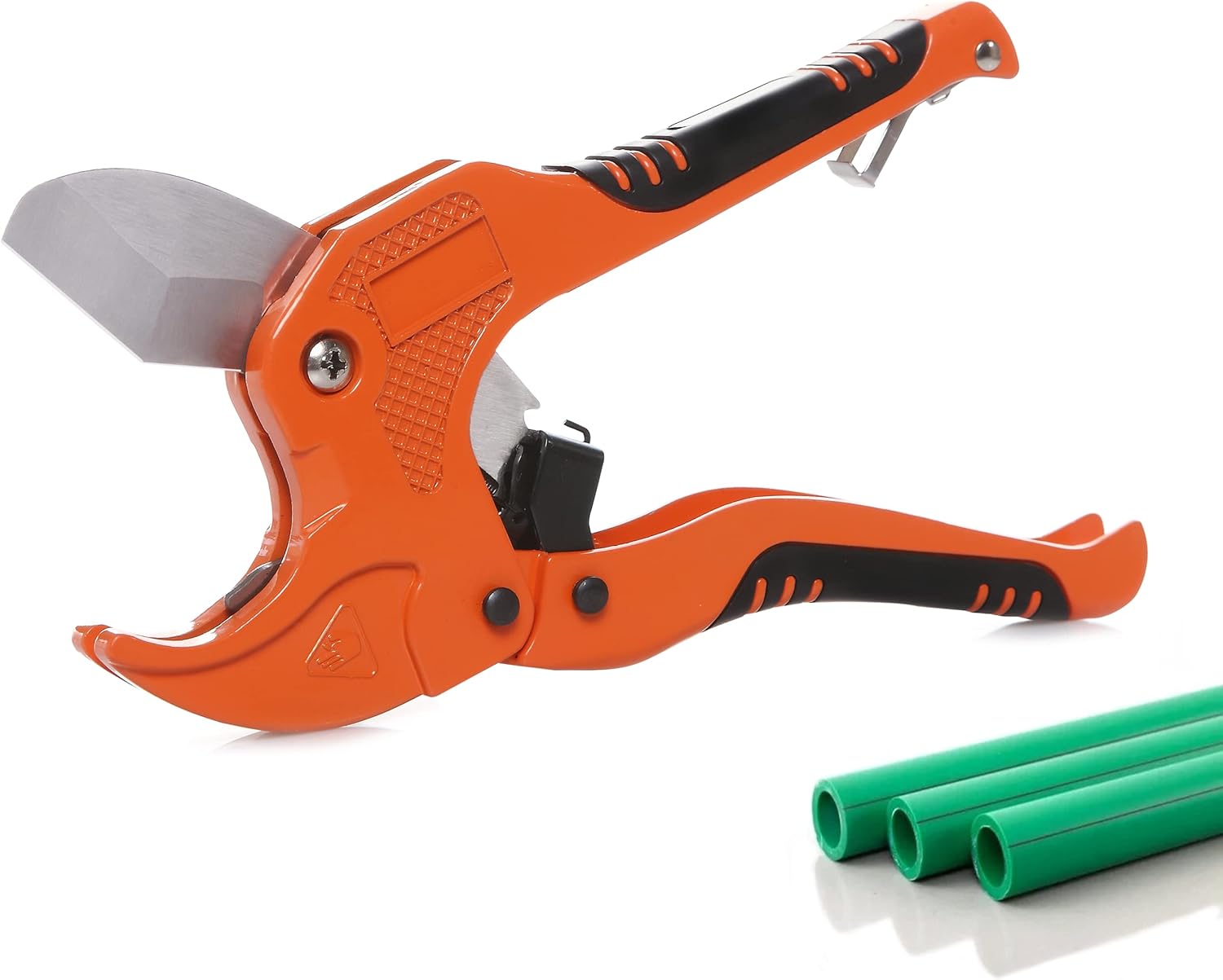 71L2RXkzJBL._AC_SL1500_.jpg Ratchet-type Tube and Pipe Cutter for Cutting O.D. PEX, PVC, and PPR Plastic Hoses and Plumbing Pipes up to 1-5/8" inches, Ideal for Home Working and Plumbers (orange) - Image 1
