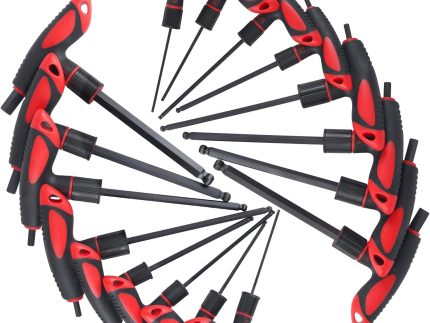 16 Pieces SAE and Metric T Handle Allen Wrench Set, 5/64-3/8 inch, 2-10mm, Ball Head, Standard Long Tee Handle Allen Hex Key Set, Heavy Duty Excellent