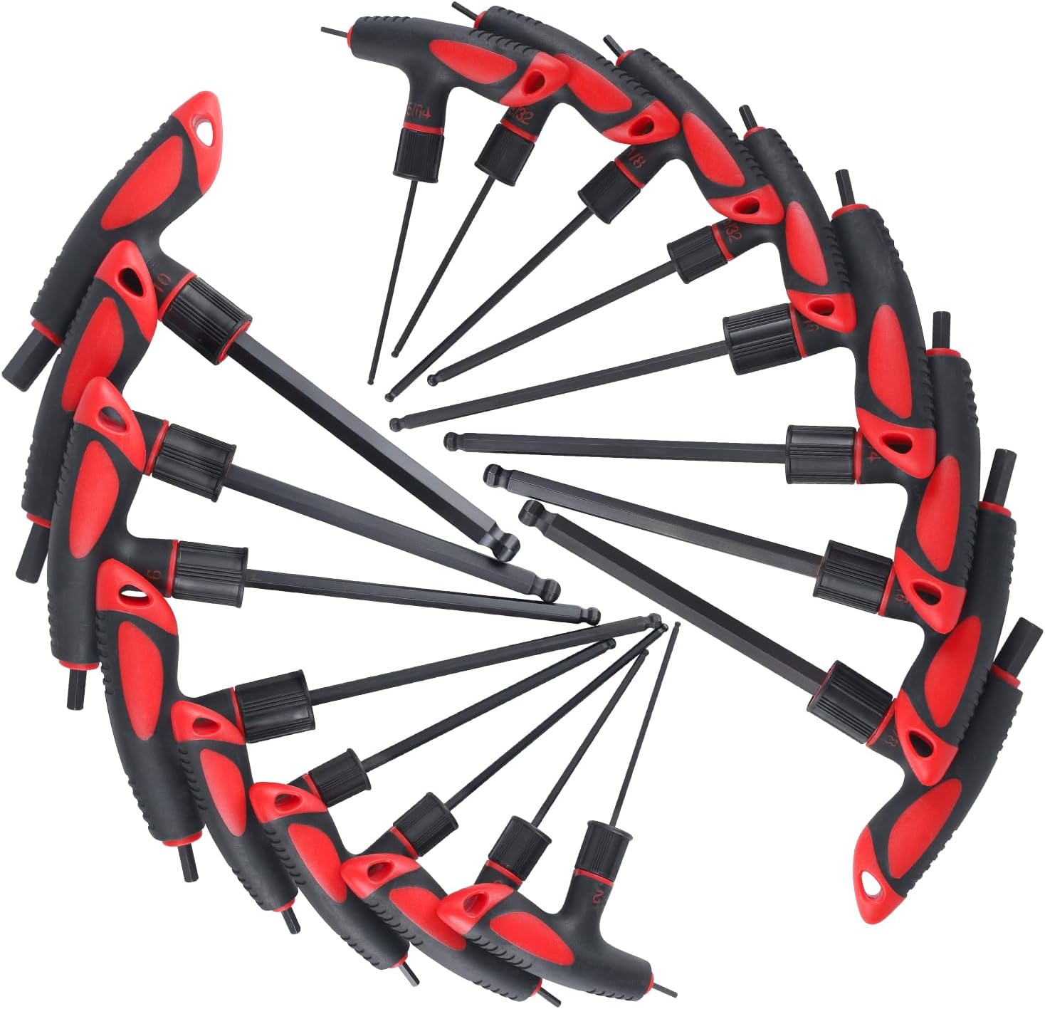 71Miga9bBhL._AC_SL1500_.jpg 16 Pieces SAE and Metric T Handle Allen Wrench Set, 5/64-3/8 inch, 2-10mm, Ball Head, Standard Long Tee Handle Allen Hex Key Set, Heavy Duty Excellent - Image 1