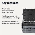 287-Piece Mechanic Tool Set with Sockets, Ratchets & Wrenches, 1/4", 3/8", 1/2" Quick-Release, Metric and SAE - 3-Drawer Case - Image 2