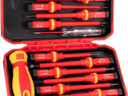 13PCS 1000V Insulated Screwdriver Set,  Steel, Magnetic Tips, PP +  Grip,  Certified for Electrician Tools & Industrial Use