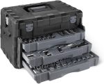 287-Piece Mechanic Tool Set with Sockets, Ratchets & Wrenches, 1/4", 3/8", 1/2" Quick-Release, Metric and SAE - 3-Drawer Case