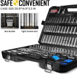 225PCS Mechanic Tool Set, 1/4" & 3/8" & 1/2" Drive Socket Wrench Set, Metric and Standard Full Socket Set, with 90-Tooth Ratchet, Auto and Bike Repair with Heavy Duty Case - Image 2